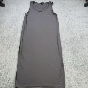 Eileen Fisher Womens XS Midi Tank Dress Sleeveless Cotton Stretch Grey